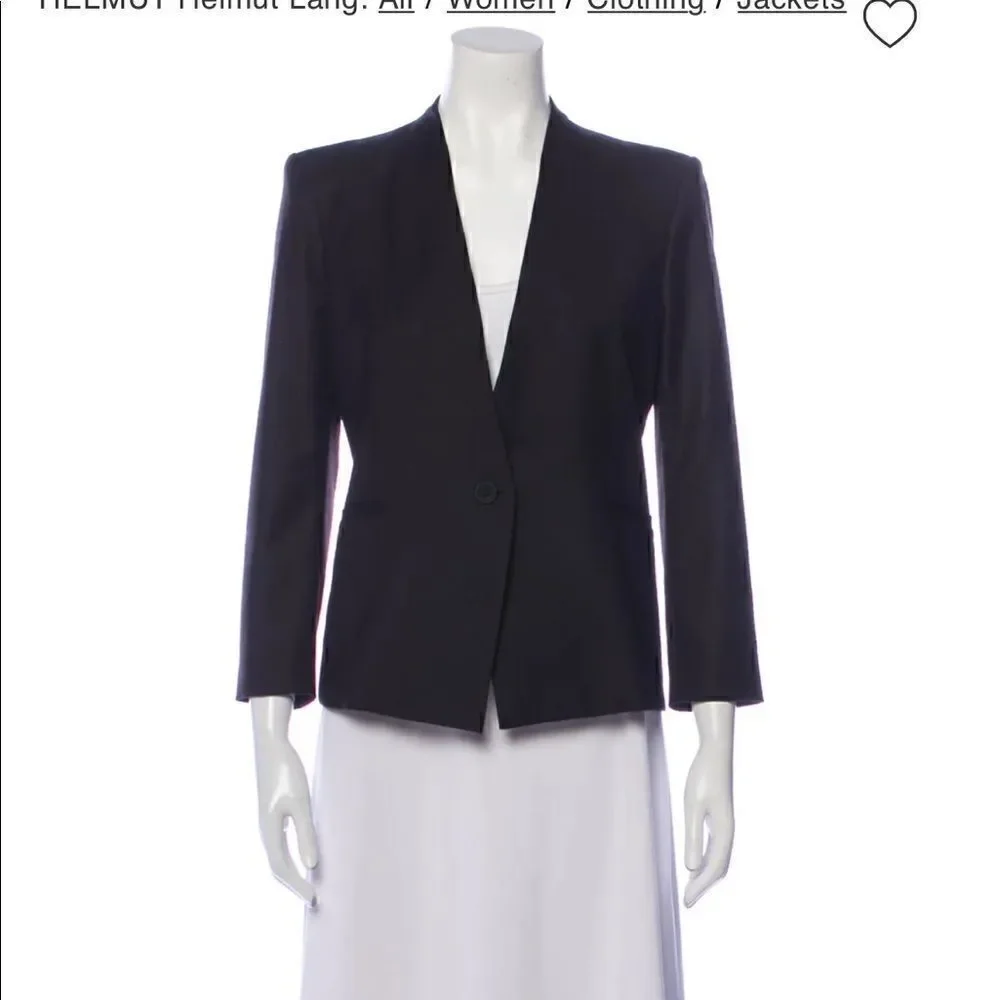 HELMUT Helmut Lang Black Collarless Blazer